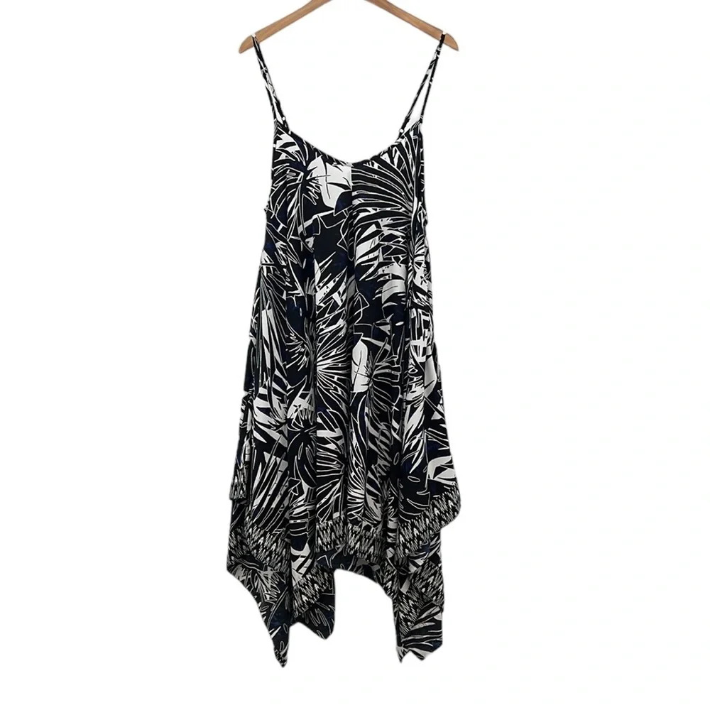 Swimsuits For All Swim Dress Womens 10-12 White Blue Floral Tropical Beach